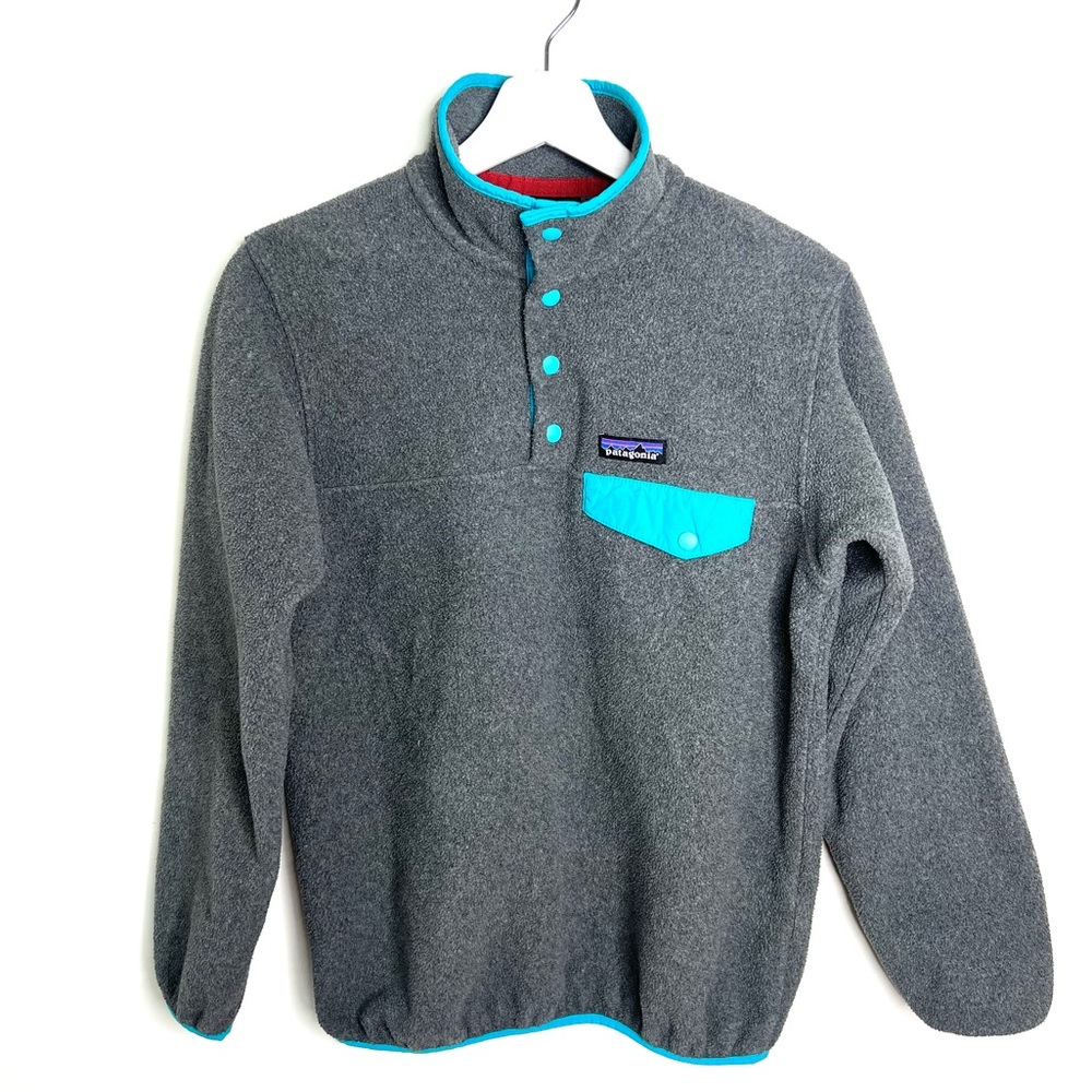 PATAGONIA Synchilla Snap T fleece pullover gray/teal Size XS